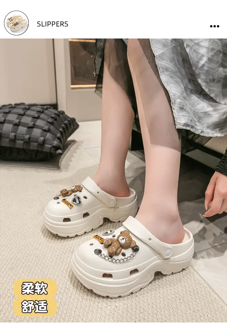 Thick-Soled Croc Shoes Women's 2024 New Anti-Slip and Deodorant Beach Heightening Eva Sandals and Slippers for Summer Outerwear — feature 10