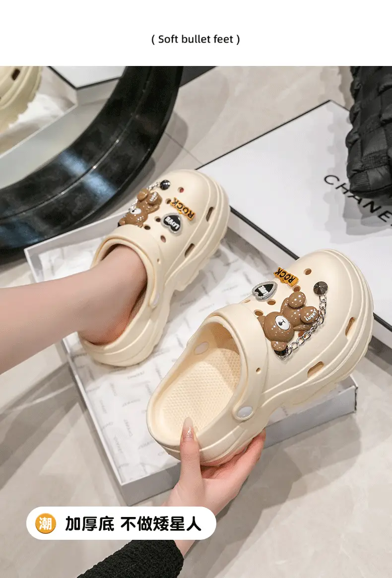 Thick-Soled Croc Shoes Women's 2024 New Anti-Slip and Deodorant Beach Heightening Eva Sandals and Slippers for Summer Outerwear — feature 14