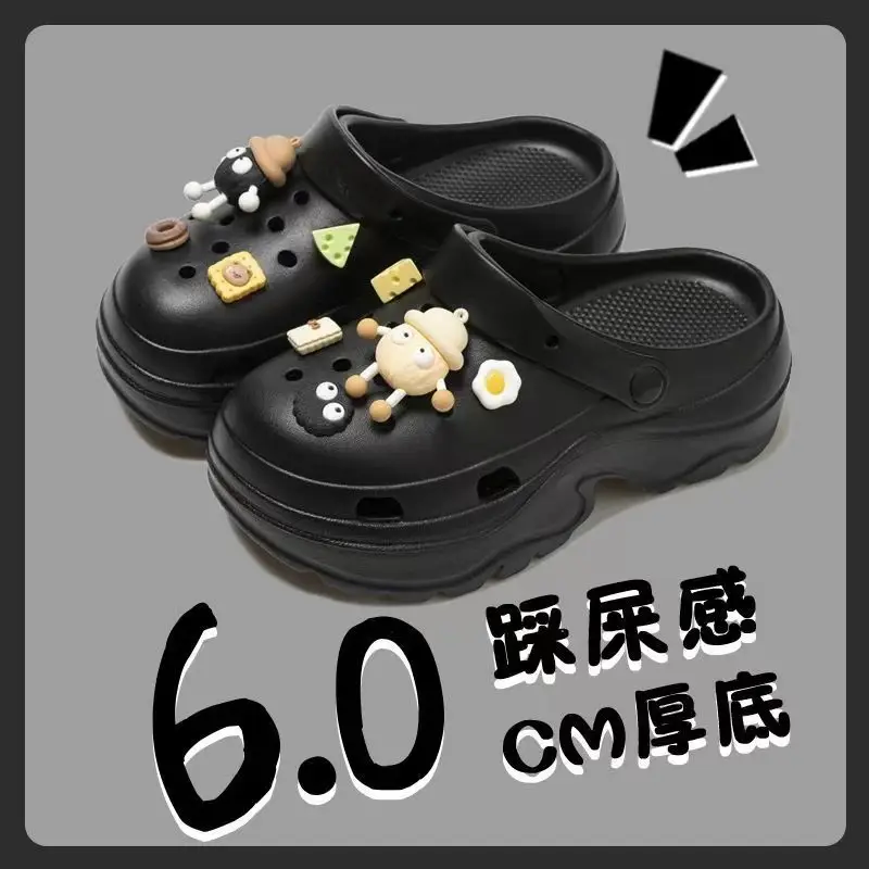 Thick-Soled Croc Shoes Women's 2024 New Anti-Slip and Deodorant Beach Heightening Eva Sandals and Slippers for Summer Outerwear