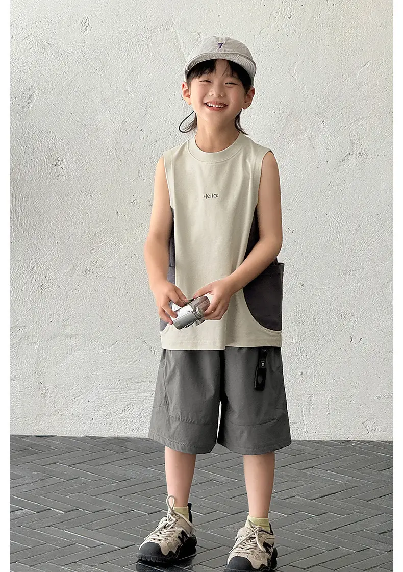 Children's Sleeveless Vest Vest T-Shirt Medium Large Quick Dry — feature 19