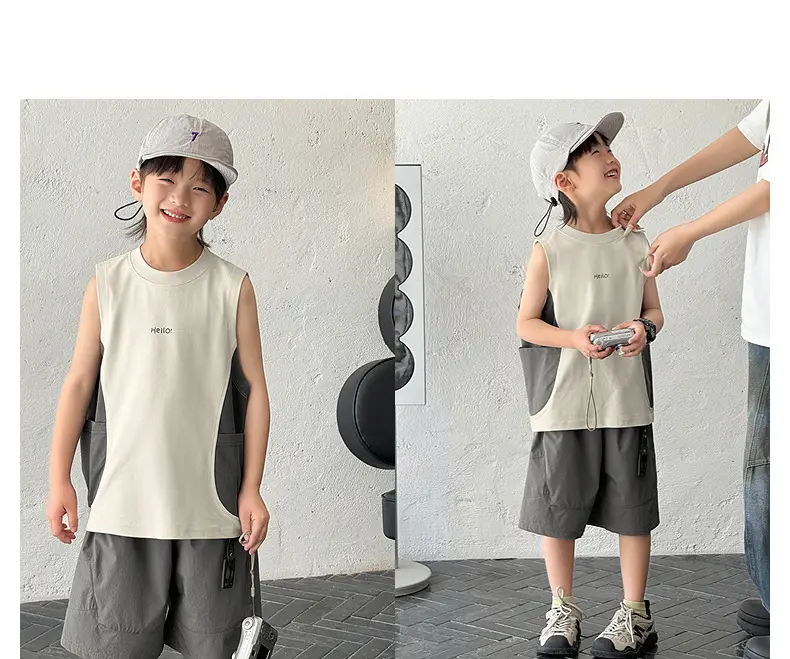 Children's Sleeveless Vest Vest T-Shirt Medium Large Quick Dry — feature 21