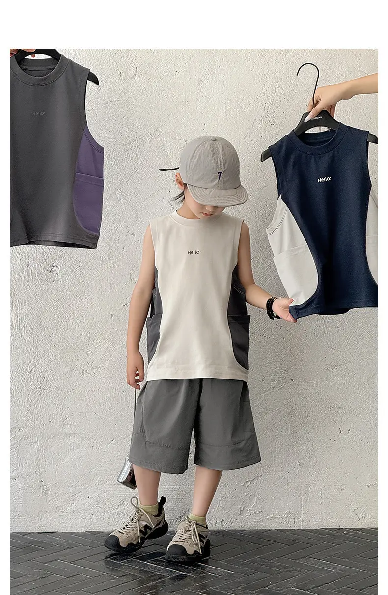 Children's Sleeveless Vest Vest T-Shirt Medium Large Quick Dry — feature 23