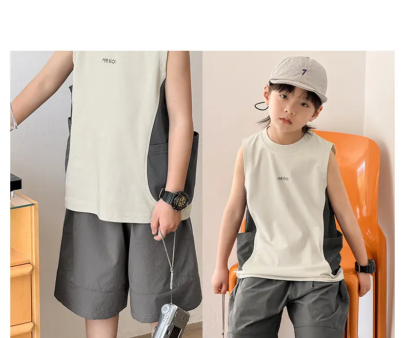 Children's Sleeveless Vest Vest T-Shirt Medium Large Quick Dry — feature 24