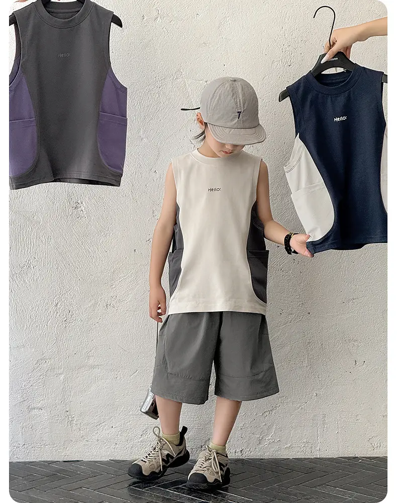 Children's Sleeveless Vest Vest T-Shirt Medium Large Quick Dry — feature 3