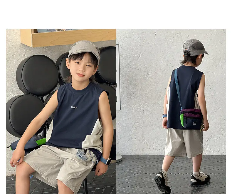 Children's Sleeveless Vest Vest T-Shirt Medium Large Quick Dry — feature 30