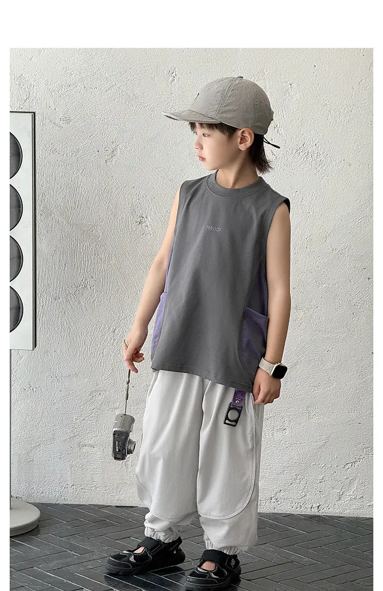 Children's Sleeveless Vest Vest T-Shirt Medium Large Quick Dry — feature 31