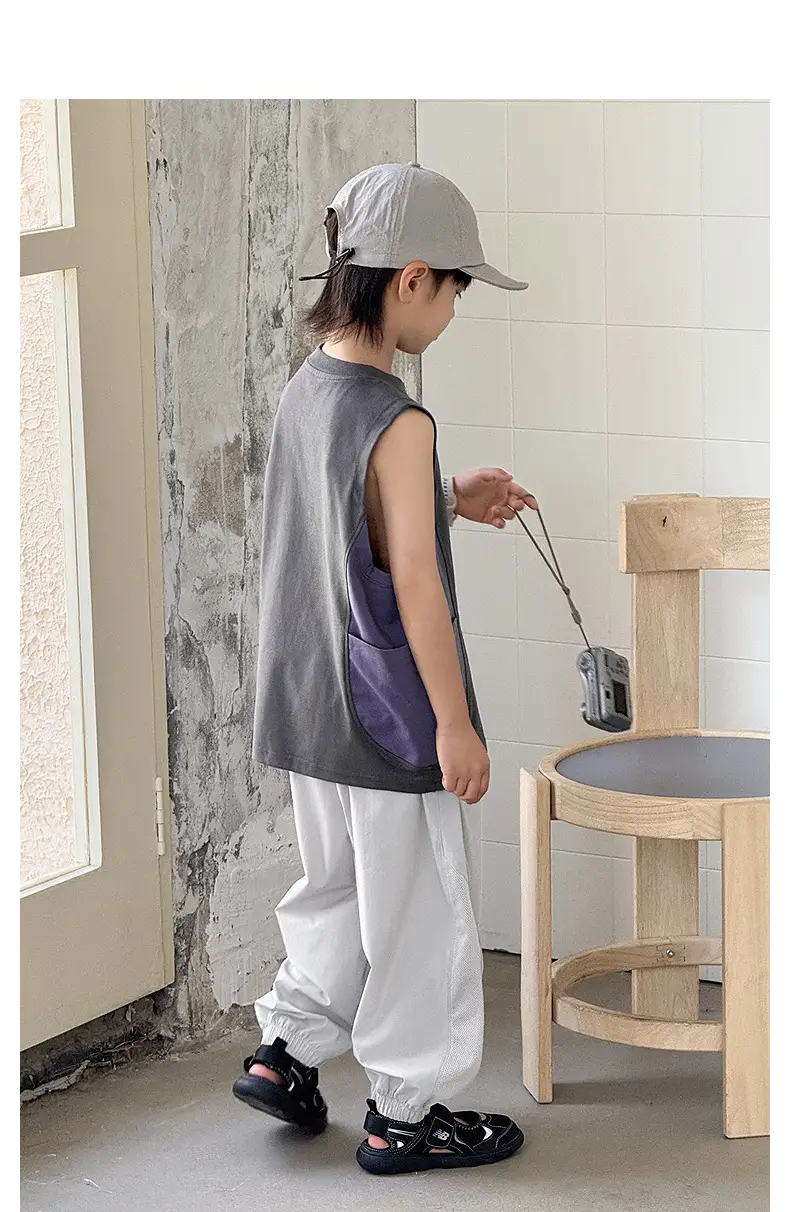 Children's Sleeveless Vest Vest T-Shirt Medium Large Quick Dry — feature 32