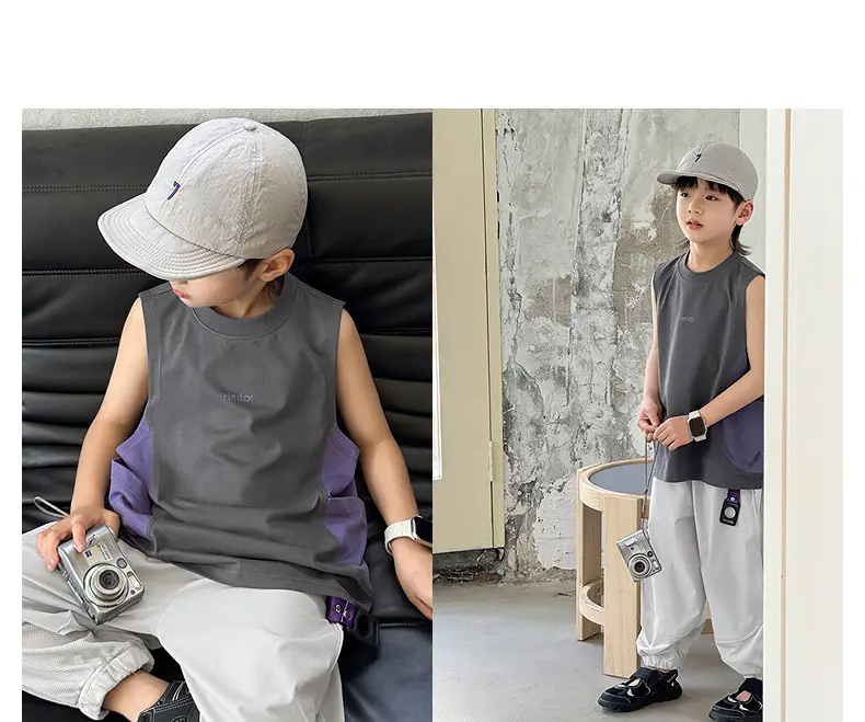 Children's Sleeveless Vest Vest T-Shirt Medium Large Quick Dry — feature 33