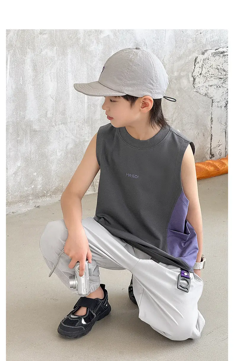 Children's Sleeveless Vest Vest T-Shirt Medium Large Quick Dry — feature 34