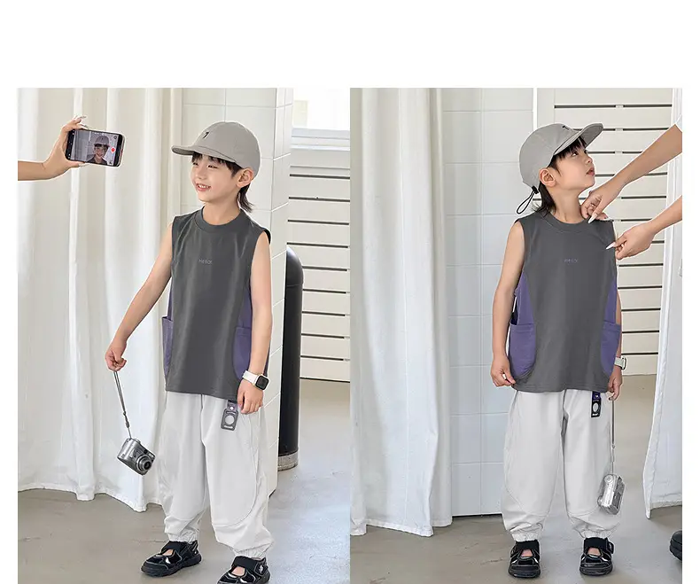 Children's Sleeveless Vest Vest T-Shirt Medium Large Quick Dry — feature 36