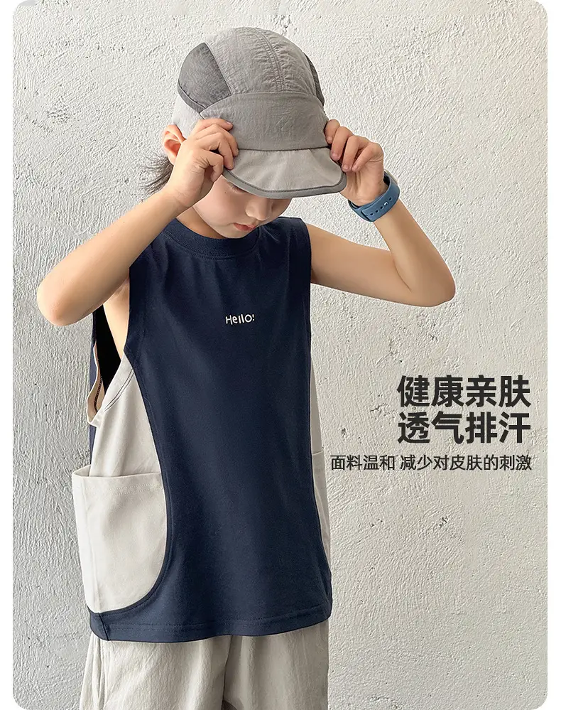 Children's Sleeveless Vest Vest T-Shirt Medium Large Quick Dry — feature 7