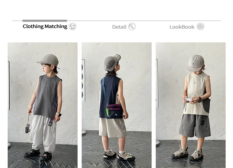 Children's Sleeveless Vest Vest T-Shirt Medium Large Quick Dry — feature 9