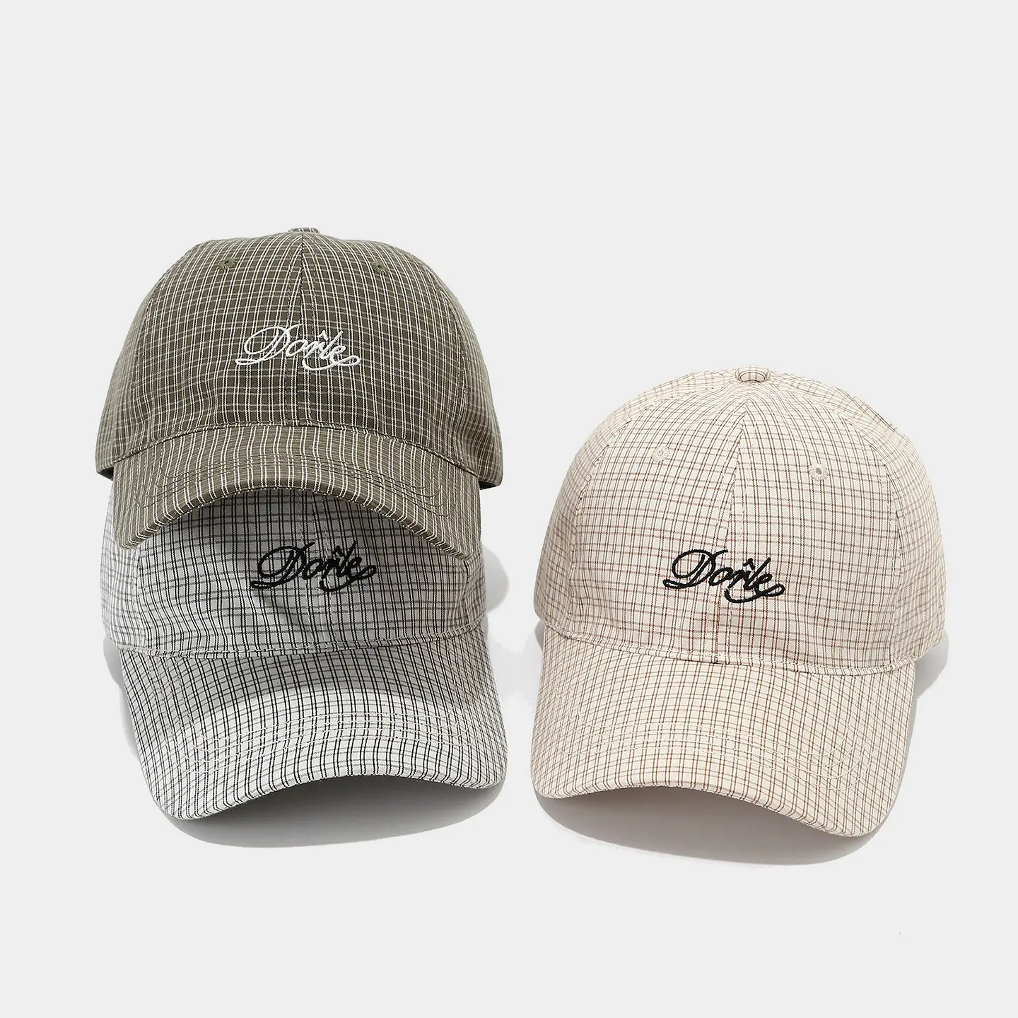 Korean Fashion Plaid Baseball Cap with Letter Embroidery - Image 4
