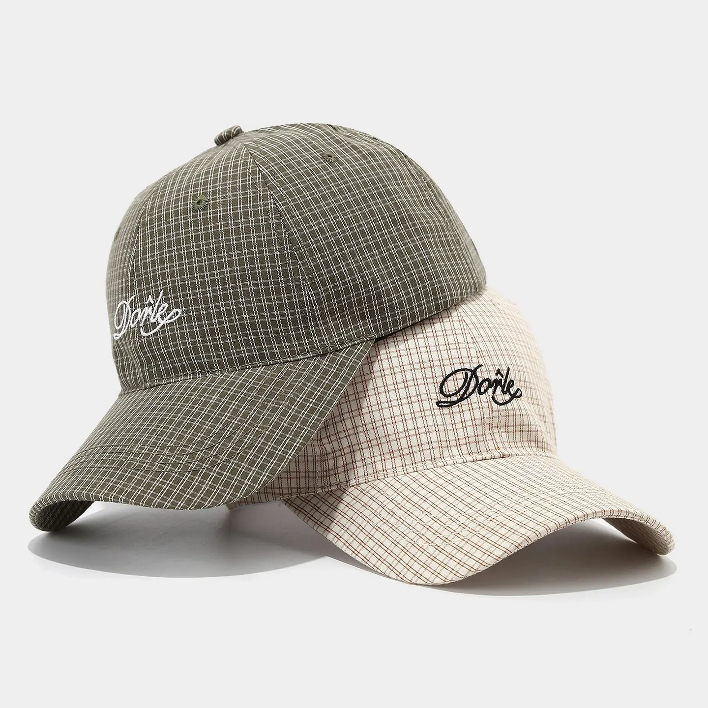 Korean Fashion Plaid Baseball Cap with Letter Embroidery - Image 5