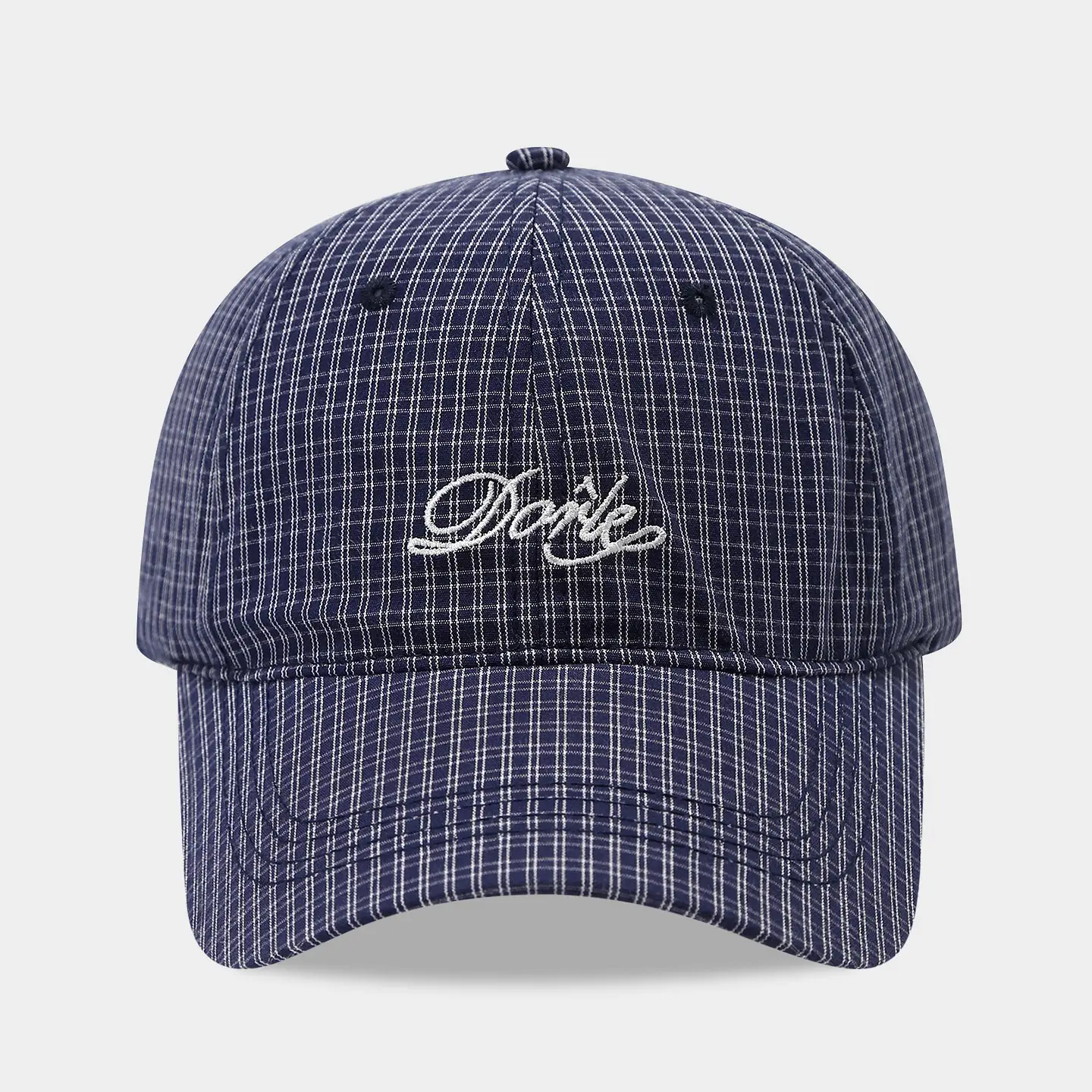 Korean Fashion Plaid Baseball Cap with Letter Embroidery - Image 2