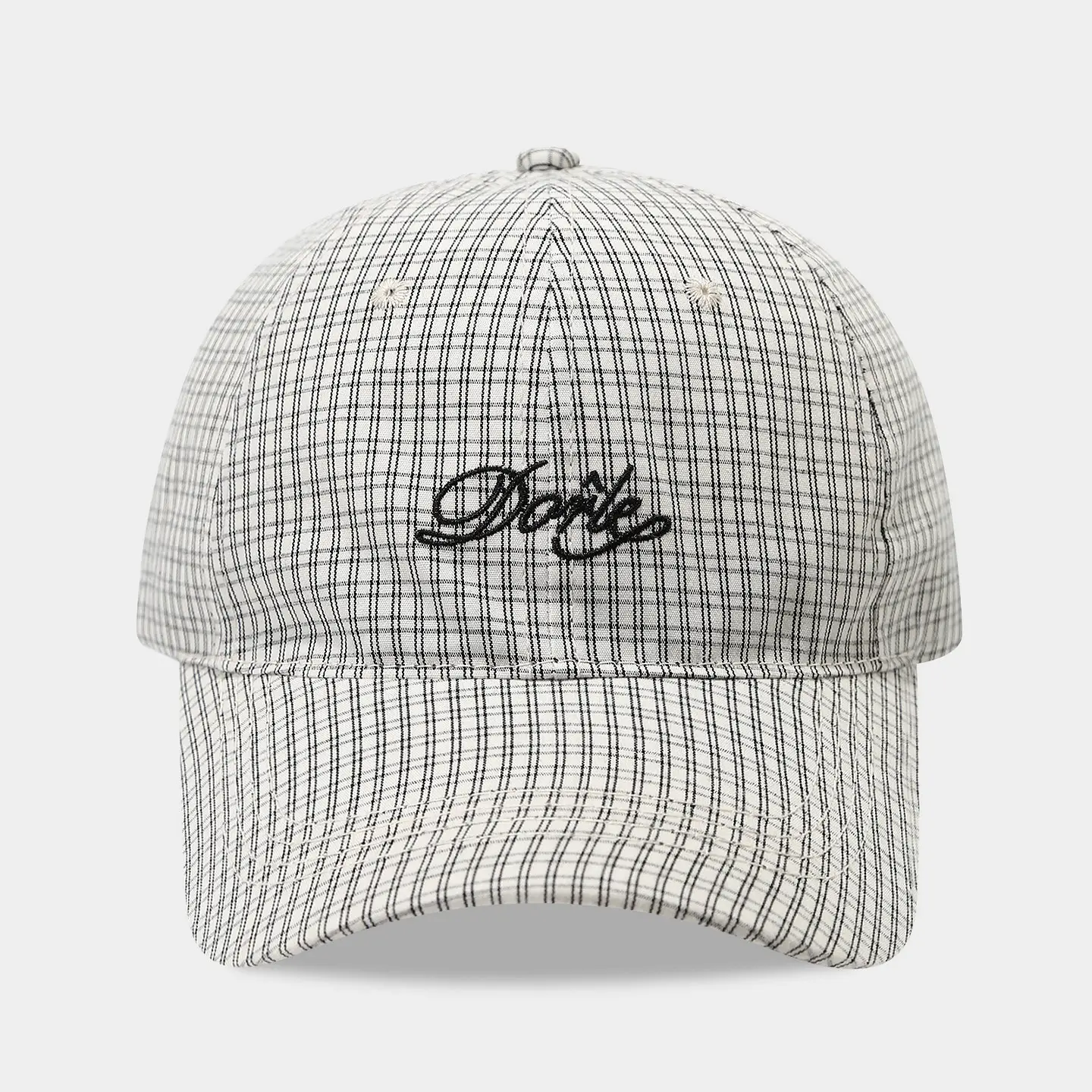 Korean Fashion Plaid Baseball Cap with Letter Embroidery — feature 4