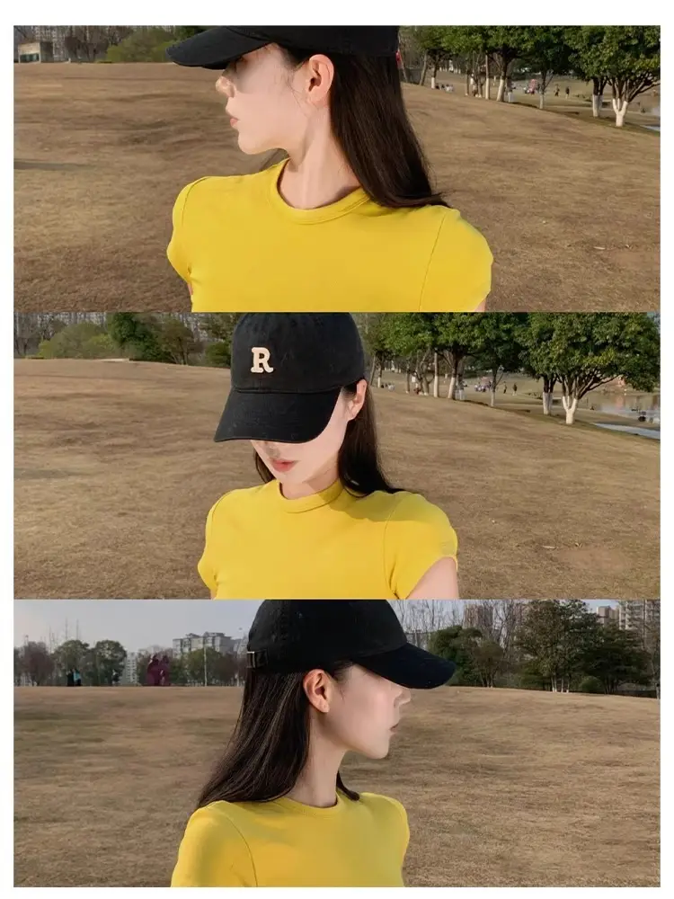 American-Style Short-Sleeved T-Shirt for Girls, Summer Slim Fit, Multi-Color, 2026 New Korean Style, Slimming Inner Wear, Waist-Cinching Tight Top — feature 17