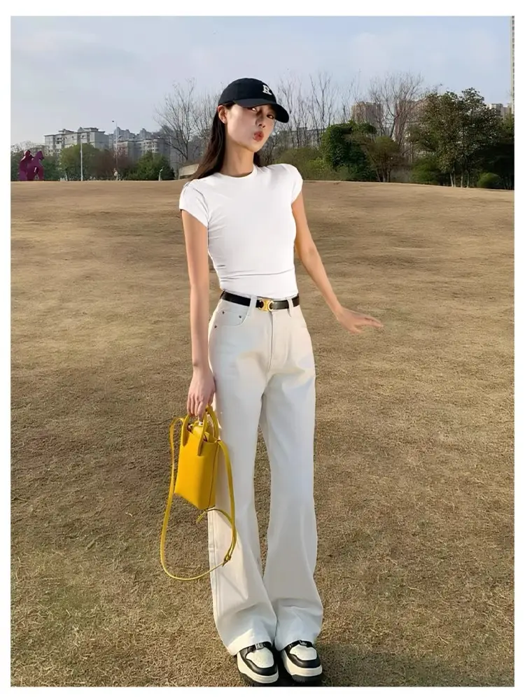 American-Style Short-Sleeved T-Shirt for Girls, Summer Slim Fit, Multi-Color, 2026 New Korean Style, Slimming Inner Wear, Waist-Cinching Tight Top — feature 21