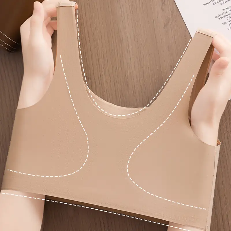 Cross-Border Summer Lightweight and Soft Liquid Foundation Jelly Gel Seamless and Non-Feeling Bra Anti-Sagging Semi-Fixed Cup Underwear