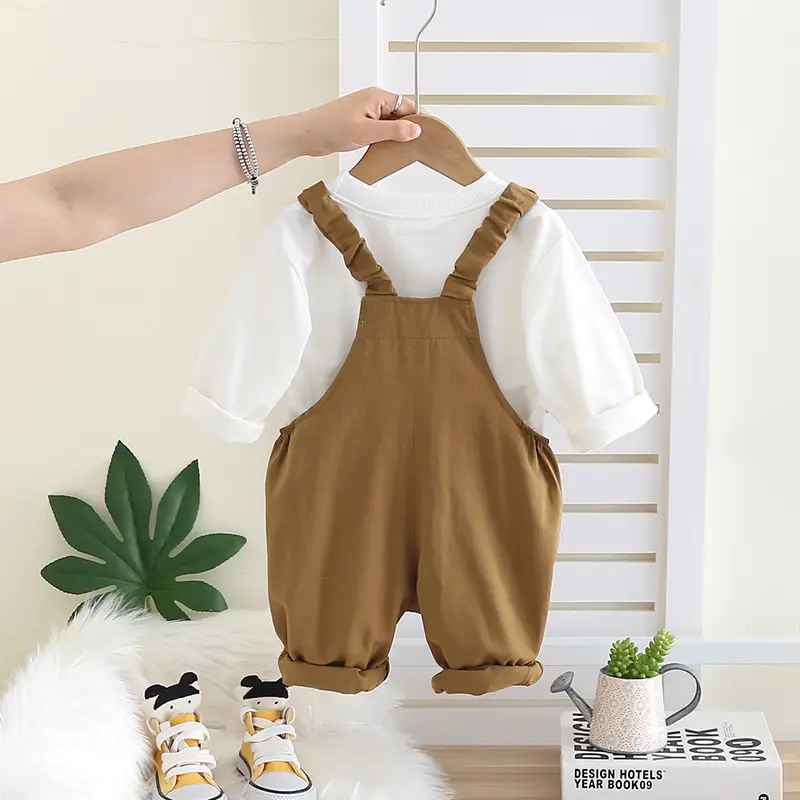 Boys Long Sleeve Cartoon Overalls Set Spring Fall - Image 5