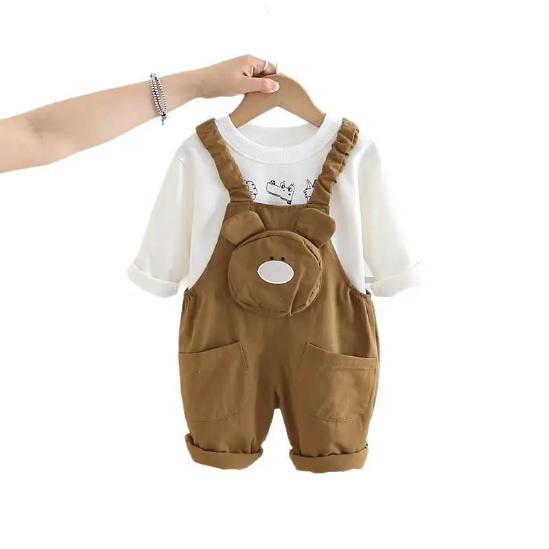 Boys Long Sleeve Cartoon Overalls Set Spring Fall - Image 6