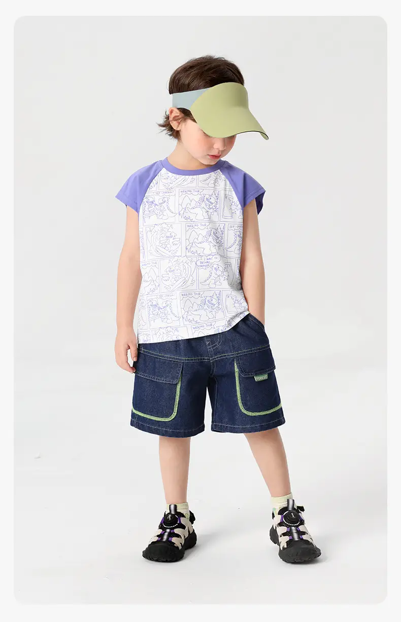 Right European Boys Blue Tencel Denim Shorts — feature 22