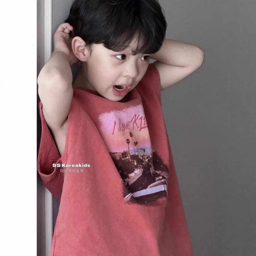 Children's Sleeveless T-Shirt Pink Medium Large Pure Cotton 2025 - Image 4
