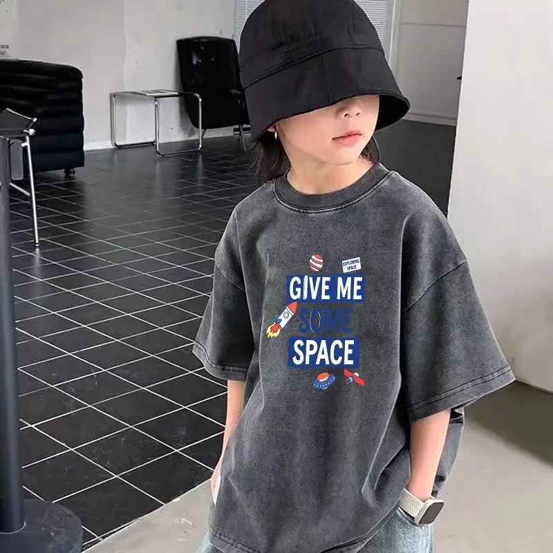 Cross-Border Boys T-Shirt Grey Rainbow Print — feature 5