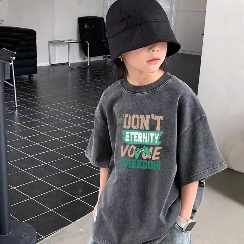 Cross-Border Boys T-Shirt Grey Rainbow Print — feature 6