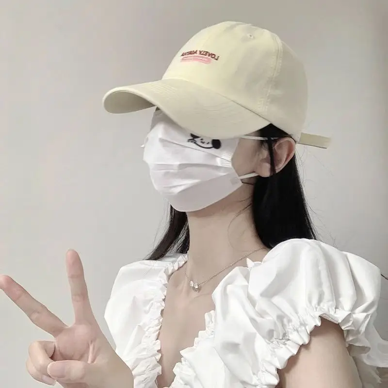 Beige Adjustable Baseball Cap with Letter Embroidery - Image 5