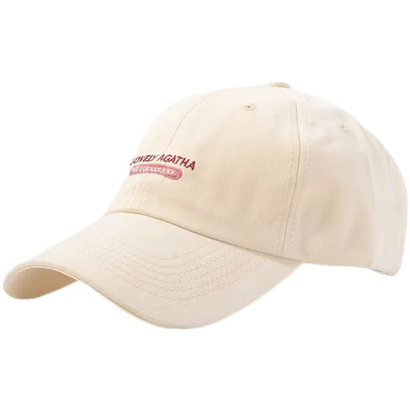 Beige Adjustable Baseball Cap with Letter Embroidery - Image 8