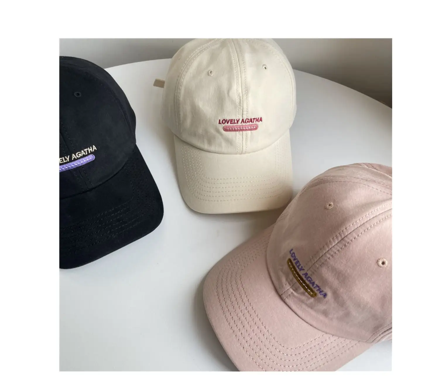 Beige Adjustable Baseball Cap with Letter Embroidery — feature 1