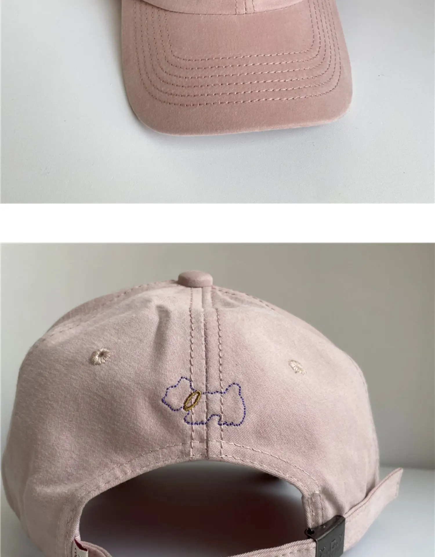 Beige Adjustable Baseball Cap with Letter Embroidery — feature 10