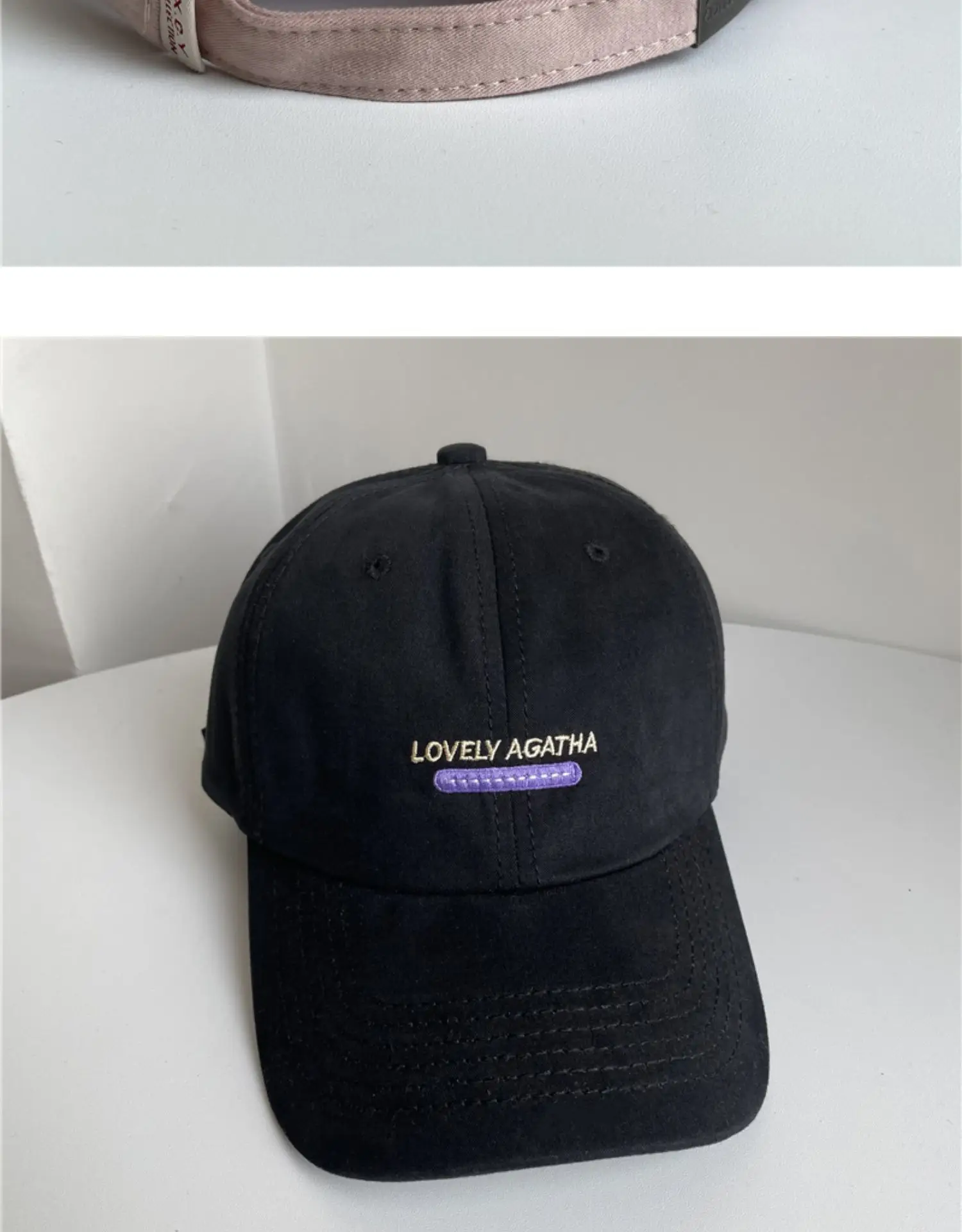 Beige Adjustable Baseball Cap with Letter Embroidery — feature 11