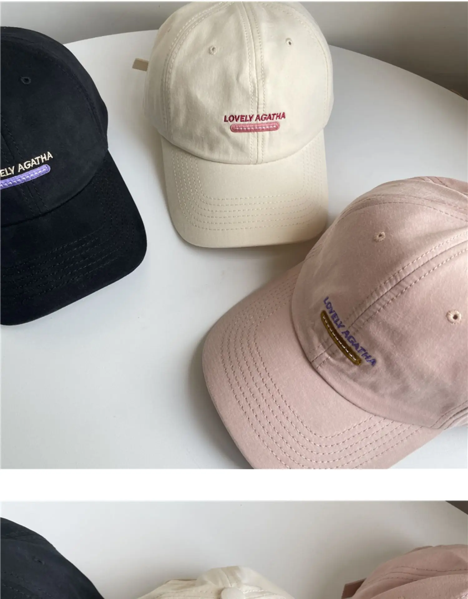 Beige Adjustable Baseball Cap with Letter Embroidery — feature 2