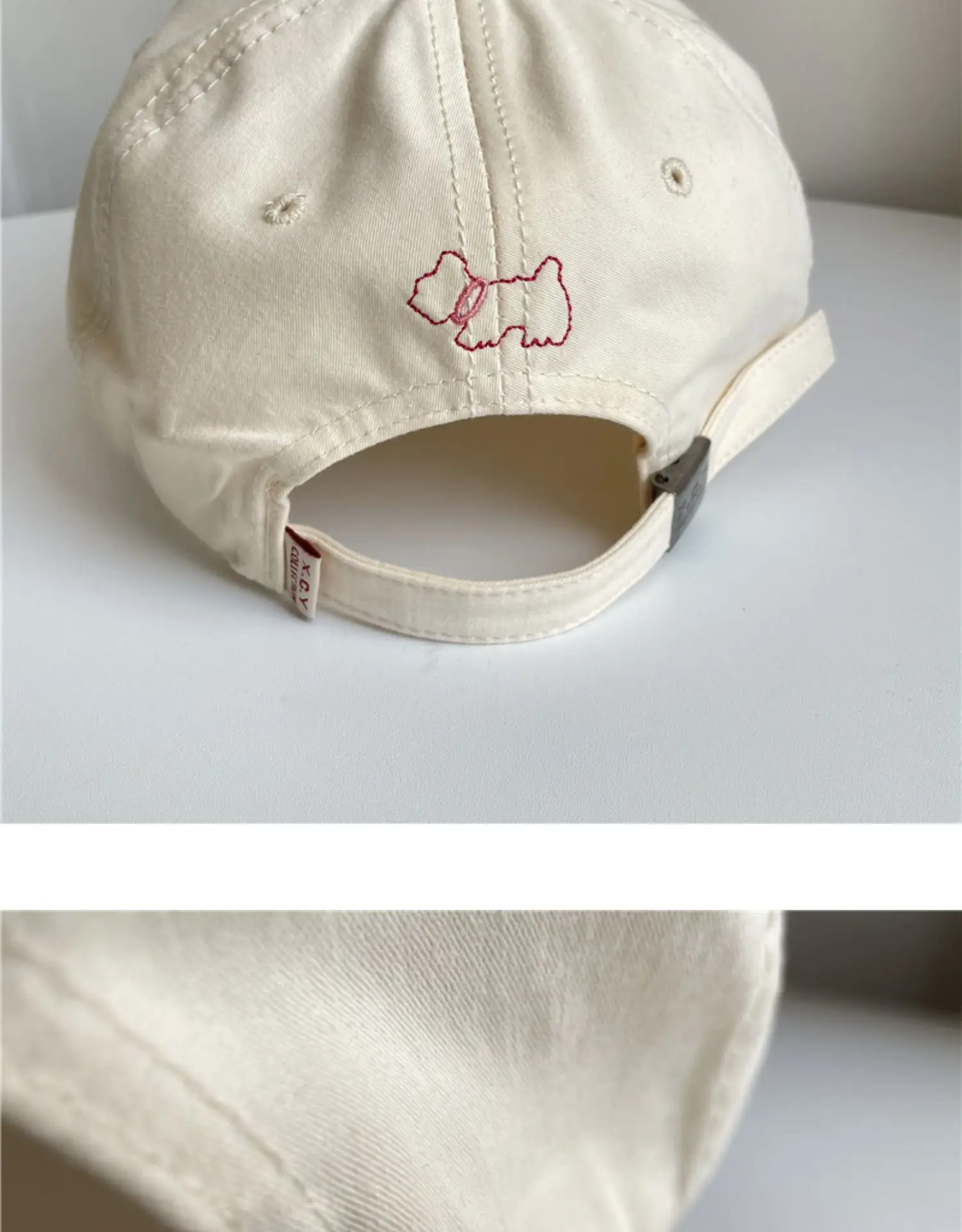 Beige Adjustable Baseball Cap with Letter Embroidery — feature 8