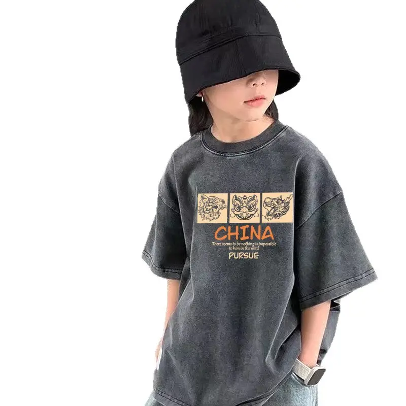 Cross-Border Boys T-Shirt Washable Cotton Distressed Summer - Image 11