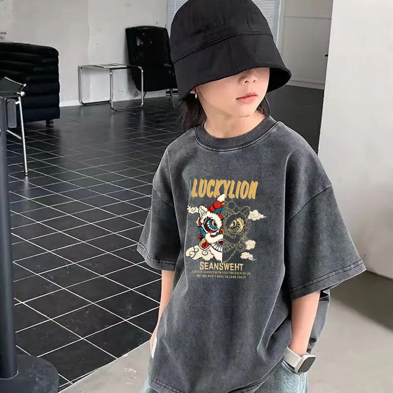 Cross-Border Boys T-Shirt Washable Cotton Distressed Summer — feature 12