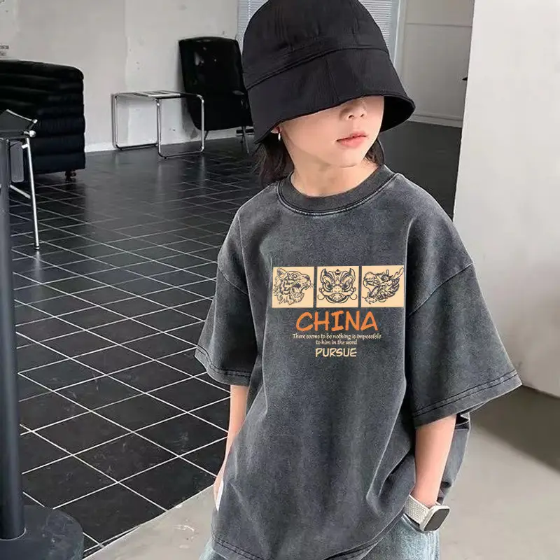 Cross-Border Boys T-Shirt Washable Cotton Distressed Summer — feature 13