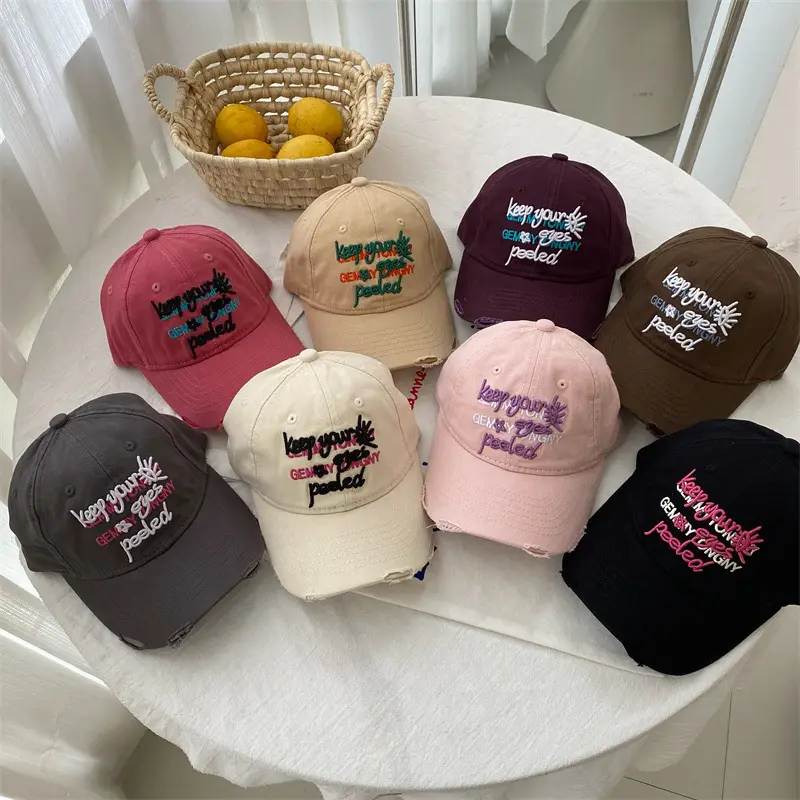 Pink Embroidered Baseball Cap for Girls Boys — feature 1