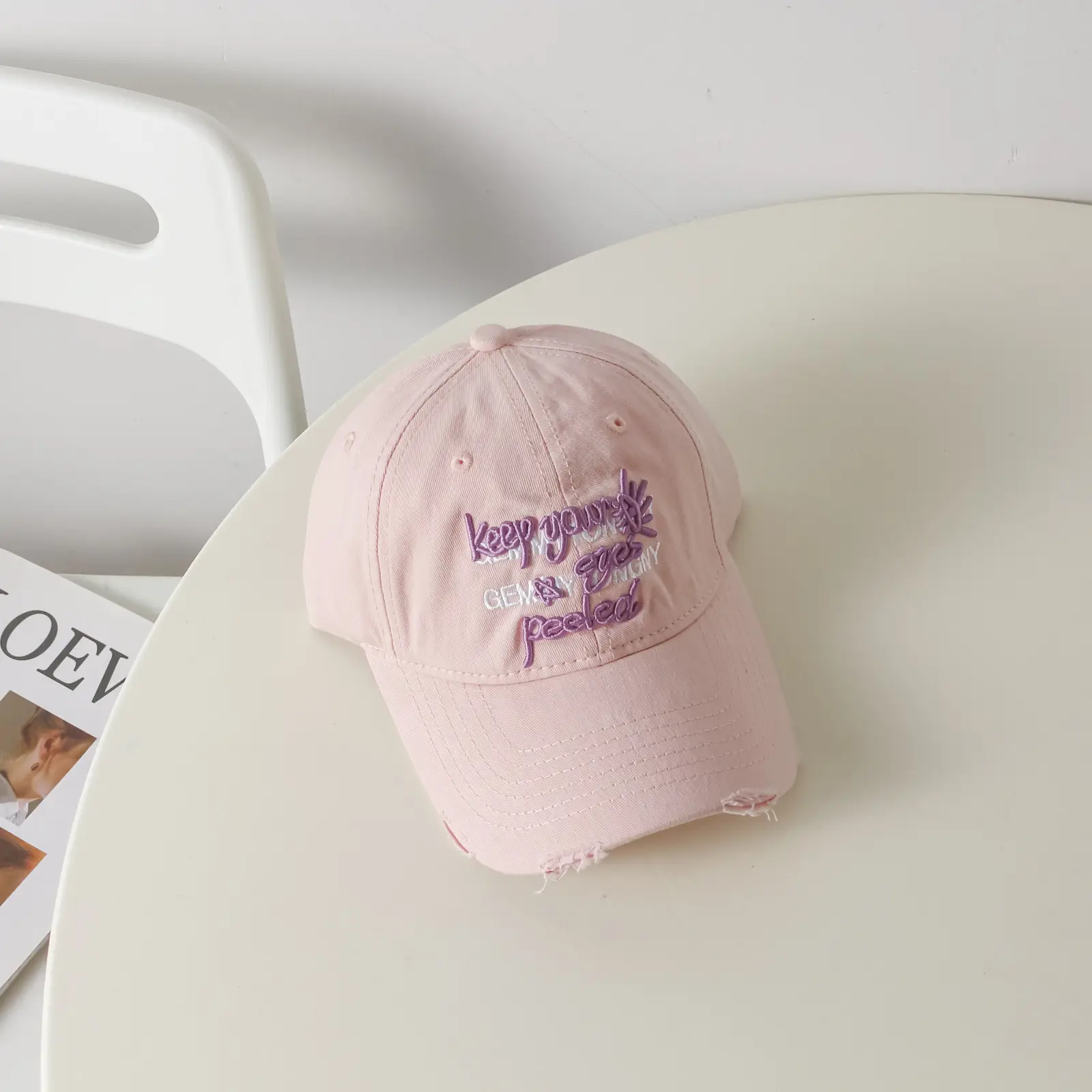 Pink Embroidered Baseball Cap for Girls Boys — feature 13