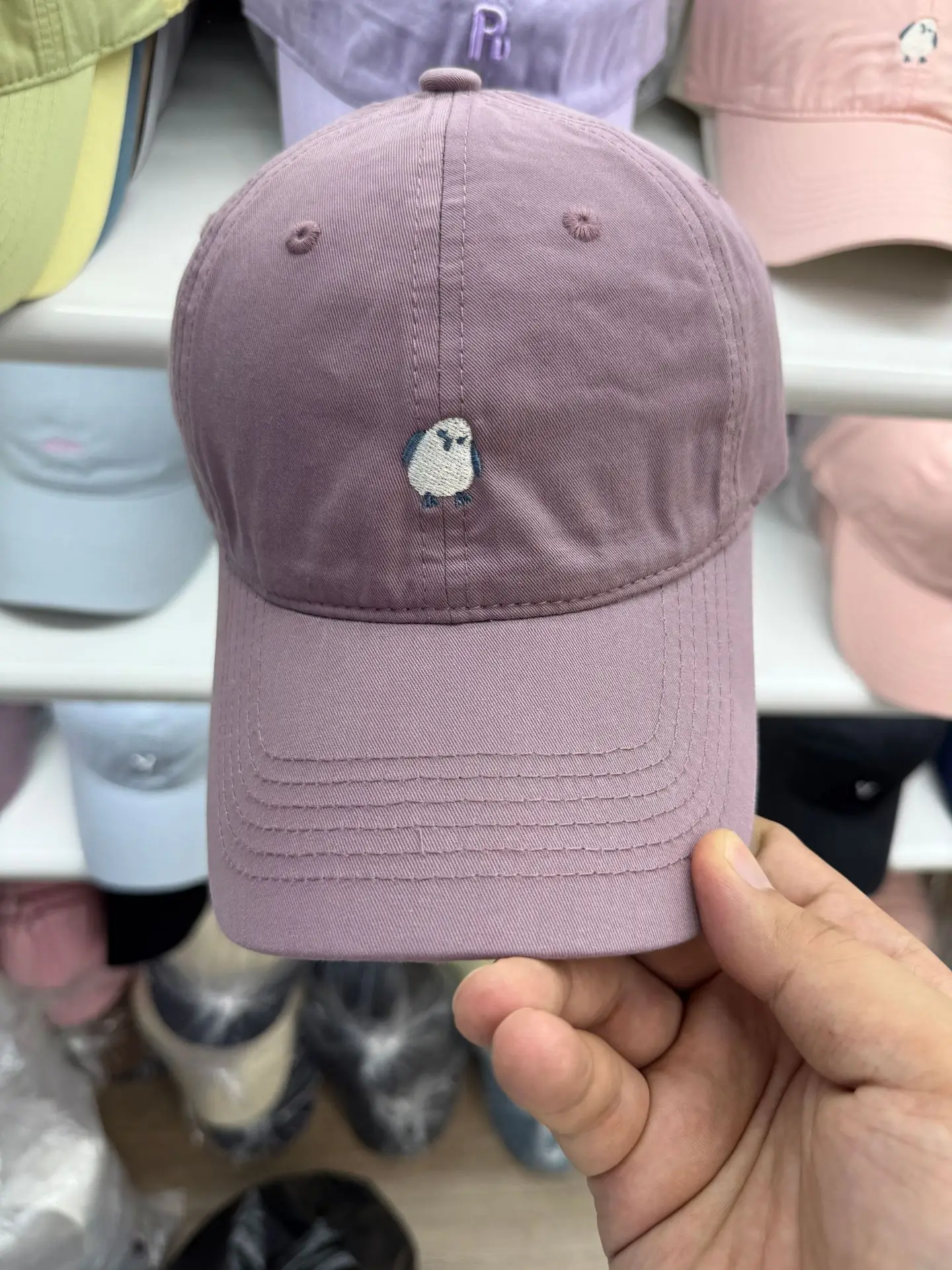 Men's Pink Embroidered Tilted Cap