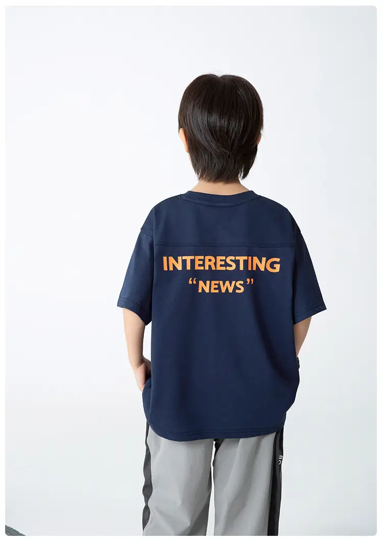 Haima Boys T-Shirt Blue Letter Print Summer — feature 15
