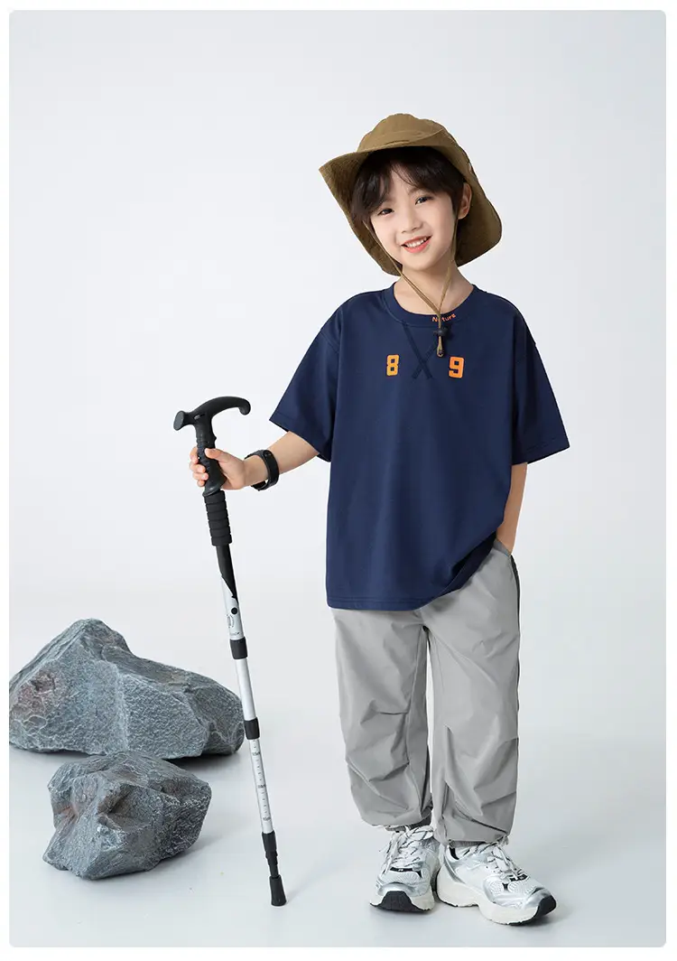 Haima Boys T-Shirt Blue Letter Print Summer — feature 16