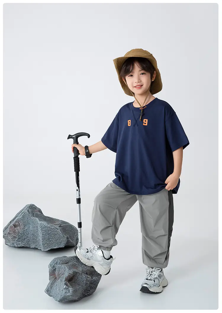 Haima Boys T-Shirt Blue Letter Print Summer — feature 17