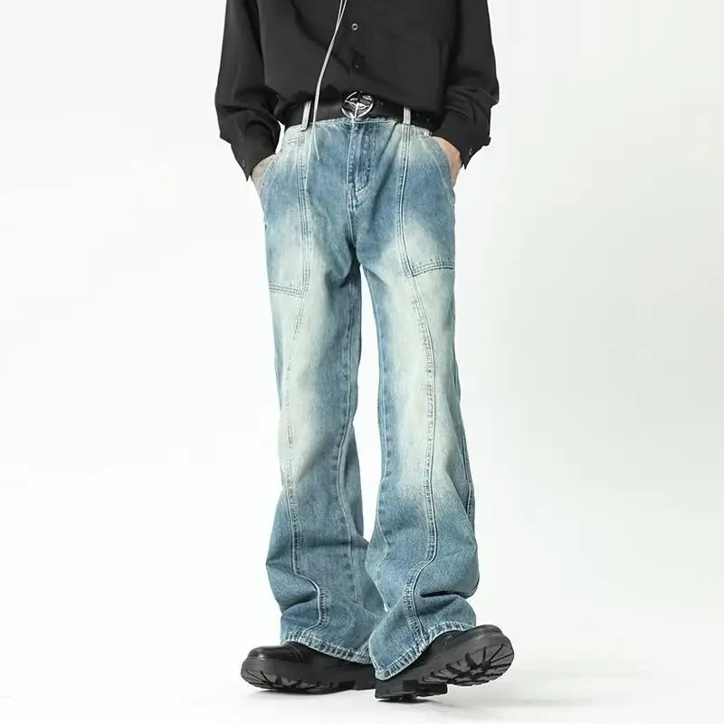 Vintage Washed Distressed Jeans for Women Straight Leg