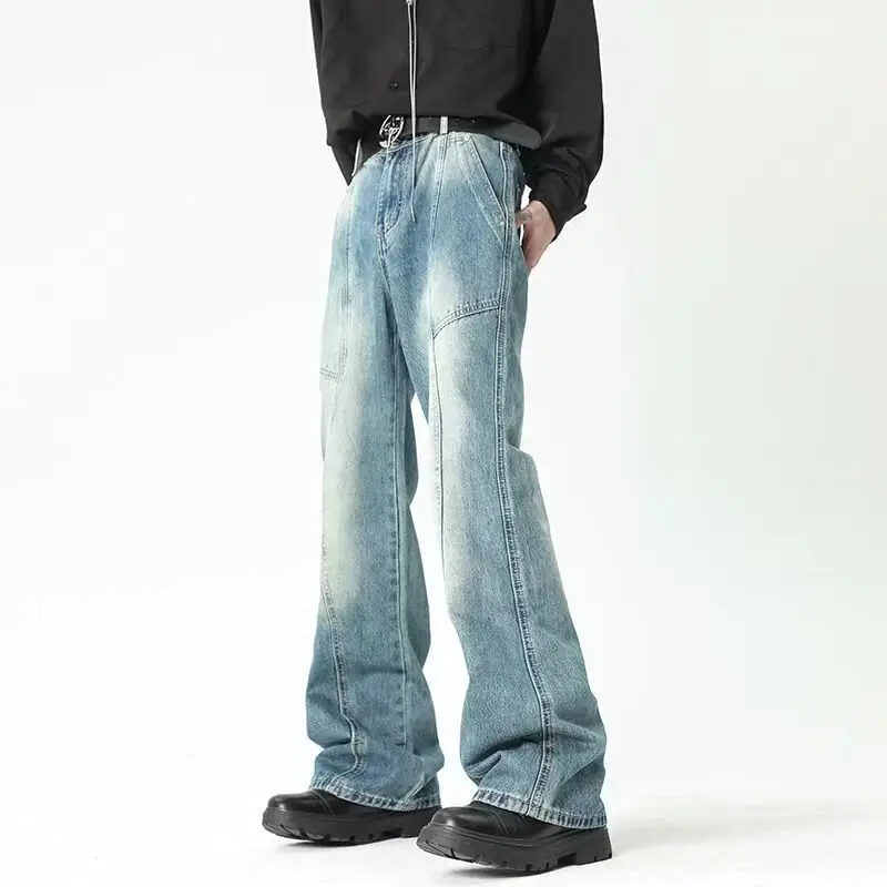 Vintage Washed Distressed Jeans for Women Straight Leg