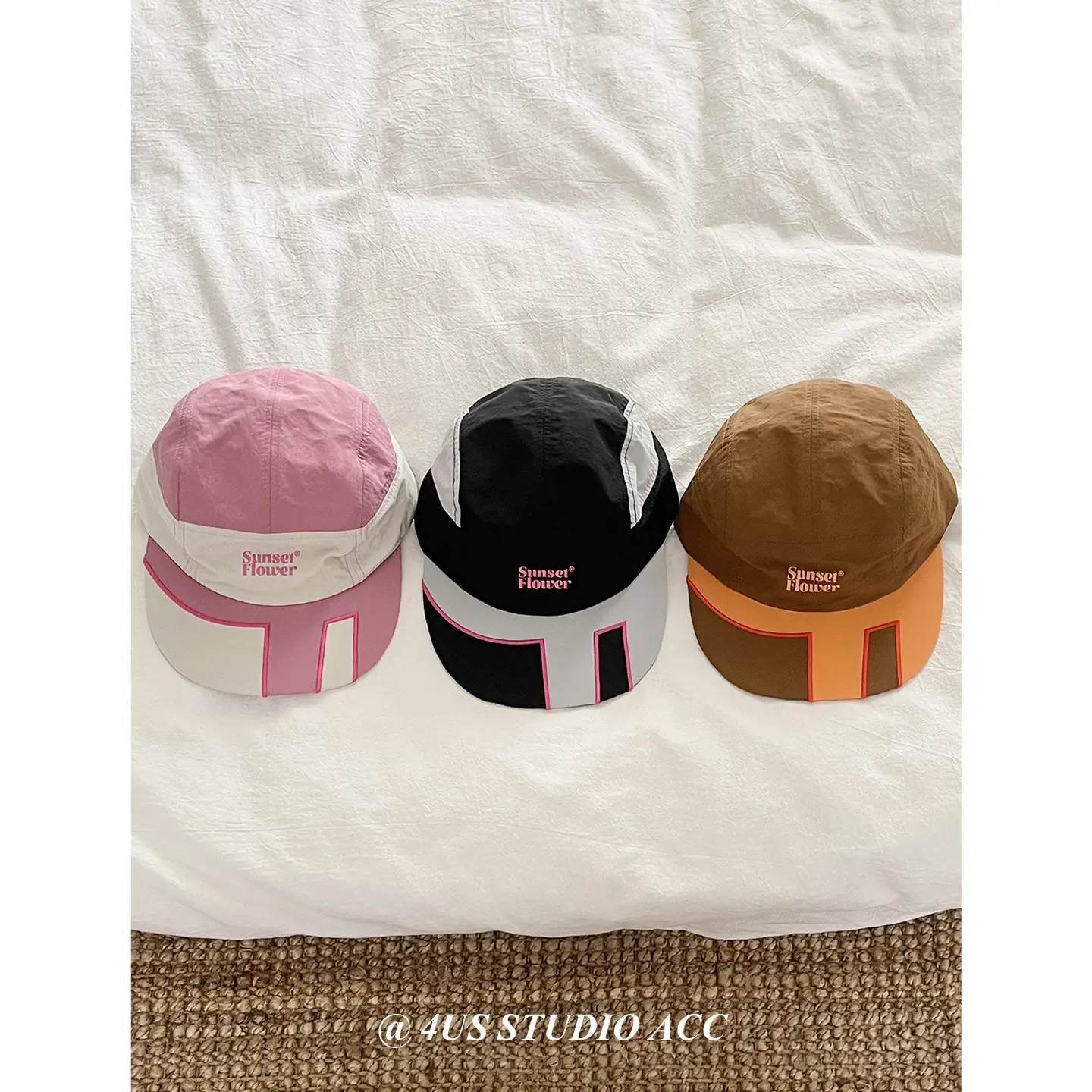 Women's Korean Ig Baseball Cap Black White Orange Brown