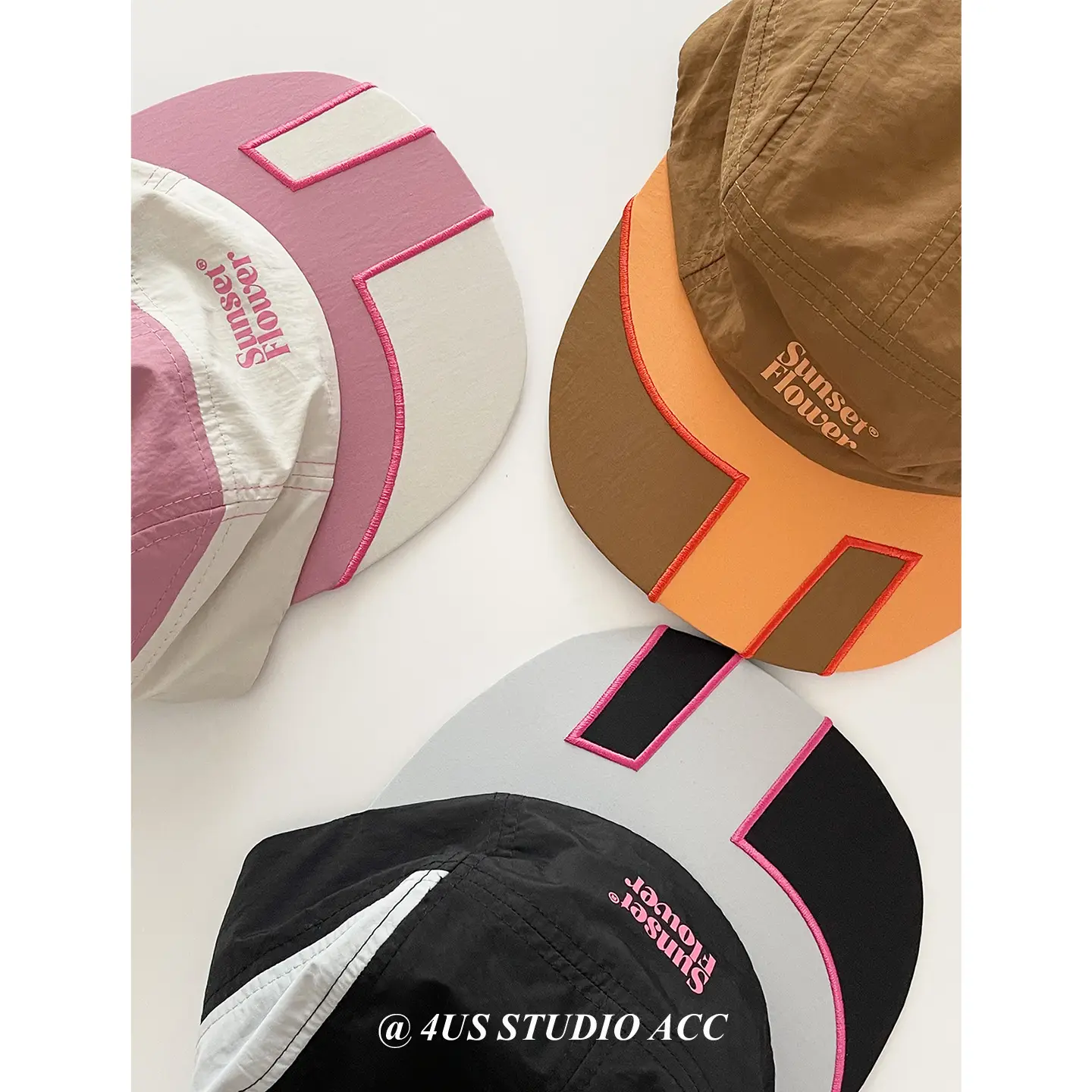 Women's Korean Ig Baseball Cap Black White Orange Brown