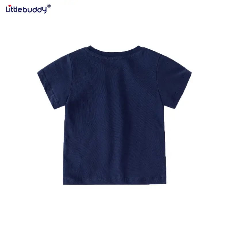 Blue Cotton T-Shirt for Boys 2025 Summer - Image 4